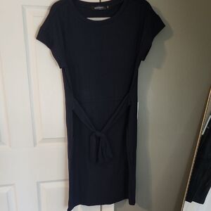 Navy Blue T Shirt Dress With Pockets and Tie Front. Super flattering and comfy
